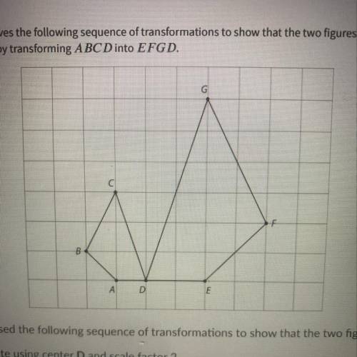 PLS HELP .

Elena gives the following sequence of transformation to show that two figures are simi