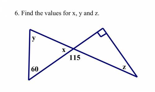 Find the values for x, y, and z.