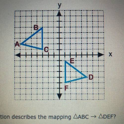 Which glide reflection describes the mapping ABC→DEF?

A) (x, y) → (X, Y - 6) and reflected across