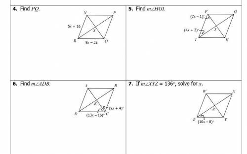 HELP Unit 7: Polygons & Quadrilaterals Homework 4: Rhombi and Squares. I need answers for