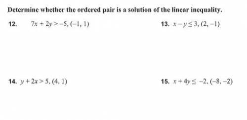 Determine whether the ordered pair is a solution of the linear inequality.
