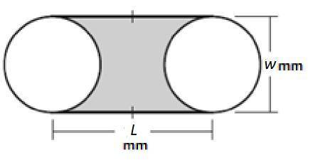 The length (L) of the figure is 11 mm and the width (w) is 9 mm. What is the perimeter of the shade