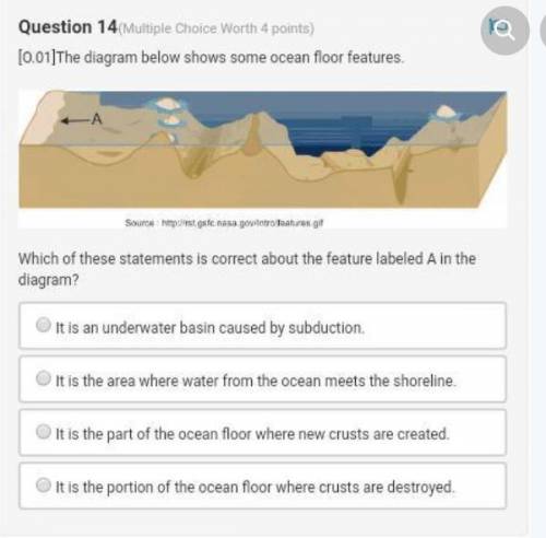 Please help will mark brainlest

The diagram below shows some ocean floor features.
Picture shows