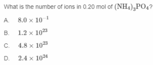 What is the number of ions in 0.20 mol of (NH4)3PO4?