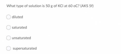 What type of solution is 50 g of KCl at 60 oC?