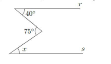 7) Determine a medida do ângulo x sabendo que as retas r e s são paralelas.