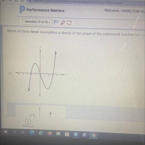 Which of these best exemplifies a sketch of the graph of the polynomial function fx) = x(x-3)(x + 2