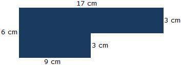 What is the area of the object above?

A. 
129 sq cm
B. 
78 sq cm
C. 
105 sq cm
D. 
111 sq cm