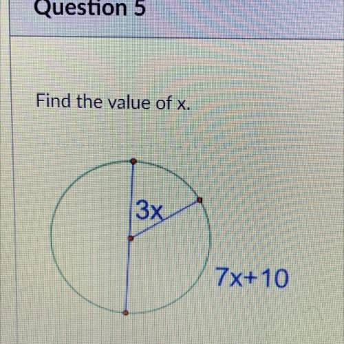 Find the value of x.
Picture included 
PLEASE HELP!