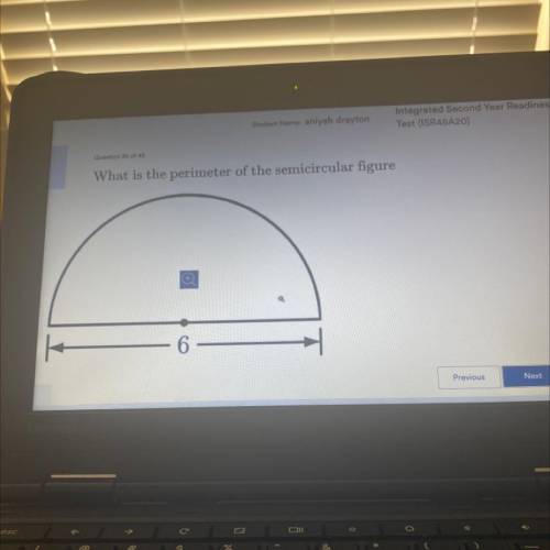 What is the perimeter of the semicircular figure
shown?
helppp i’m on a timer