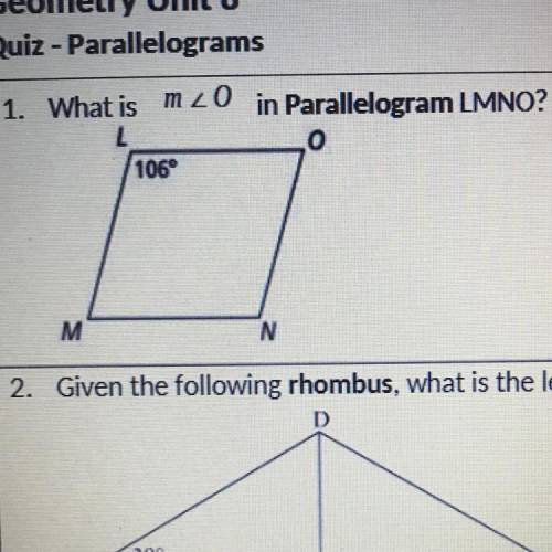 What is m< O in Parallelogram LMNO?
