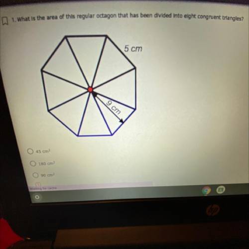 1. What is the area of this regular octagon that has been divided into eight congruent triangles?