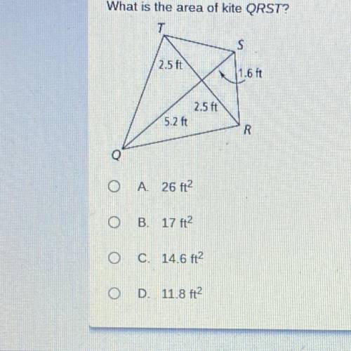What is the area of kite QRST? HELP PLEASEEE!!