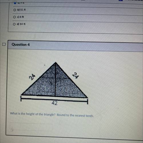 Help ASAP 10 Points 
What is the height of the triangle? Round to the nearest tenth.