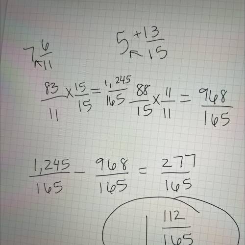 What is the estimated difference between 7 6/11 - 5 13/15
(The answer should be a mixed number.)