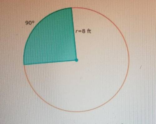 Tbe radius of a circle is 8 feet. What is the area of a sector bounded by a 90° arc?​