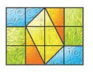 The stained-glass window shown is a rectangle with a base of 4ft and a height of 3ft. Use the grid