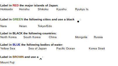 100 POINTS!! PLEASE HELP 7TH GRADE JAPAN MAP