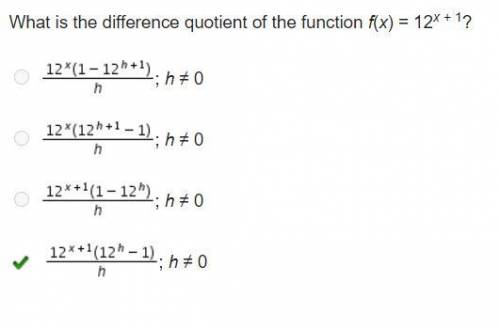 (for my edge peeps <3) What is the difference quotient of the function f(x) = 12x + 1?

A. Star