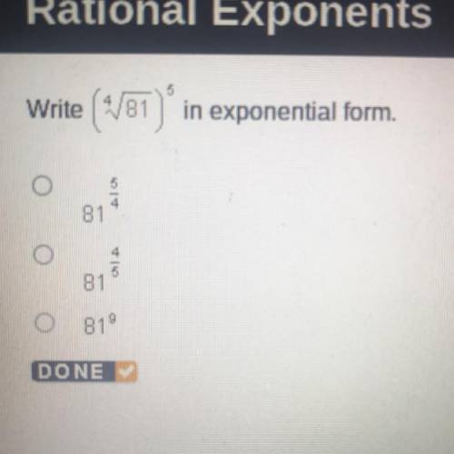 Write (4 sqrt 81)^5 in exponential form.