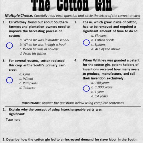 It’s about The Cotten Gin tap on pic to see the questions