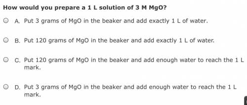 How would you prepare a 1 L solution of 3 M MgO?