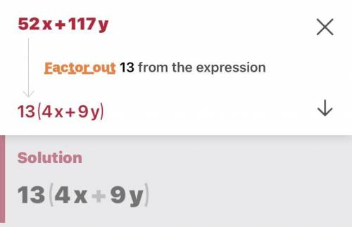 Find the hcf of 52 and 117 and express it in the form of 52x + 117y​
