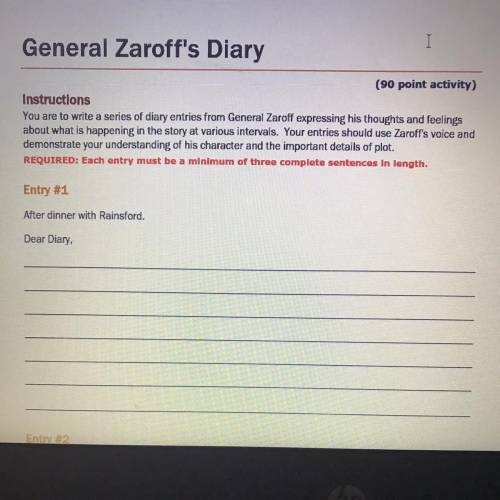 General Zaroff's Diary answers?