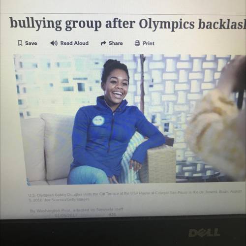 HELPP i need answers to a newsela, the newsela assignment is gabby douglas partners with anti-bully