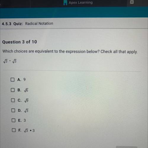 Helppp plss!!!Which choices are equivalent to the expression below? Check all that apply.