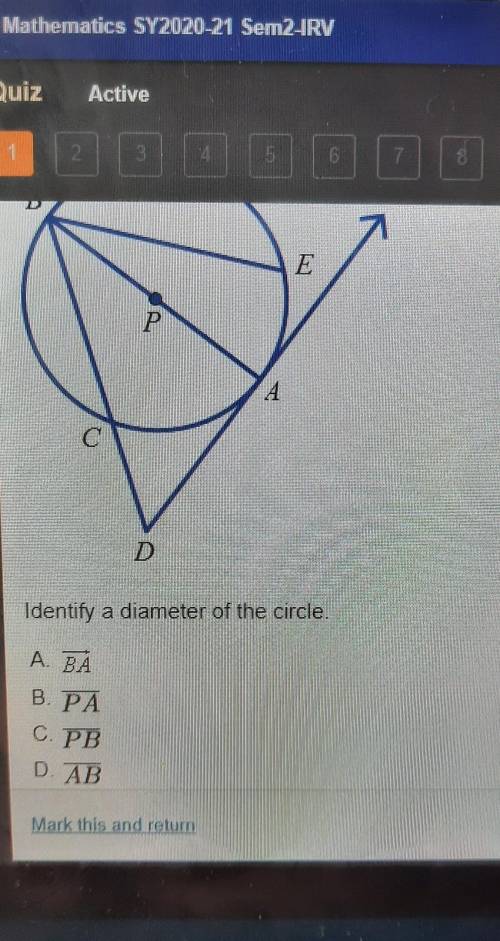 Identify a diameter of the circle​
