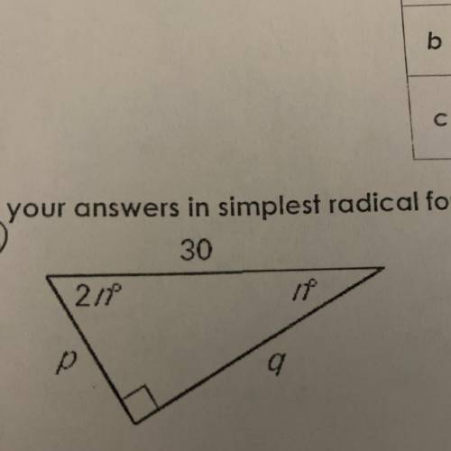 Find the value of each variable. Write the answer in simplest radical form.