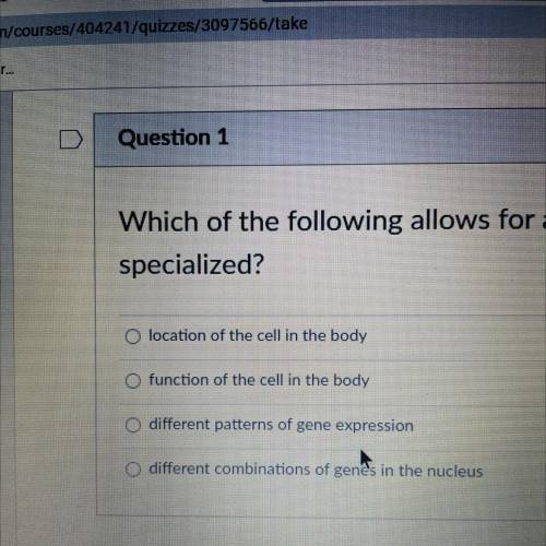 Which of the following allows for a cell to become specialized? ^^^ look at picture