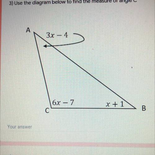 Use the diagram to find the measure of angle c !!! Will give b if correct:)