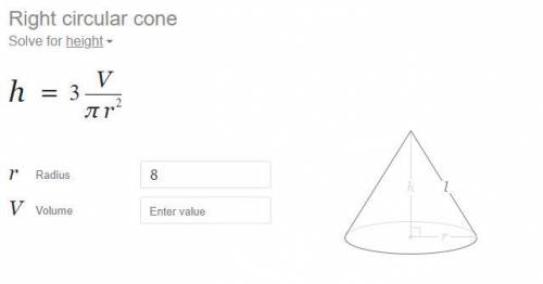 Volume of a cone is 48 pi and have a radius of 8 what is the height