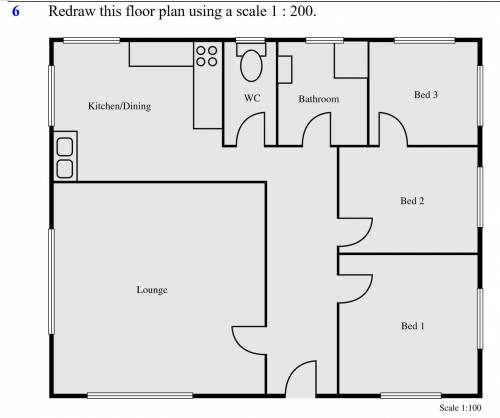 Redraw this floor plan using a scale 1: 200.