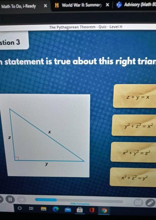 Which statement is true about this right triangle?​