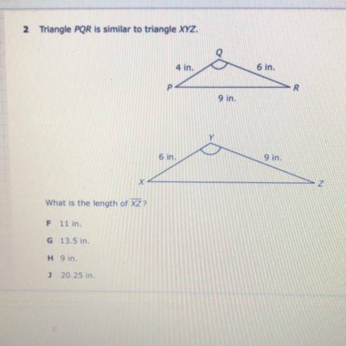 Triangle PQR is similar to triangle XYZ
