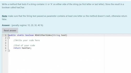 Write a method that tests if a string contains 'x' or 'X' on either side of the string (as first le