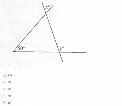 In the figure below, with angles as marked, if x = 60°, what is the value of y?