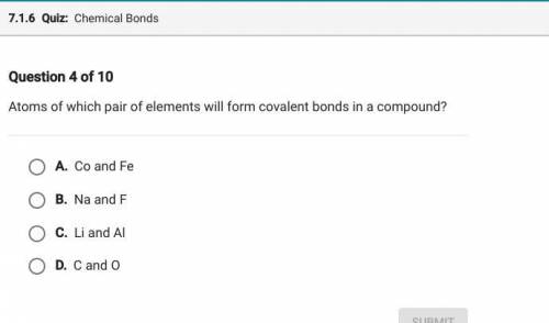Atoms of which pair of elements will form covalent bonds in a compound

A. Co and Fe 
B. Na and F