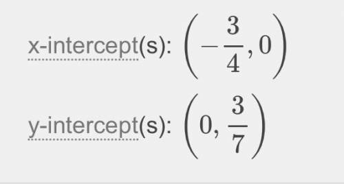 Determine the intercepts of the line.
-4x+7y=3