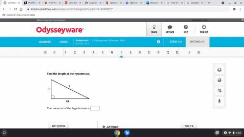 Find the length of the hypotenuse.