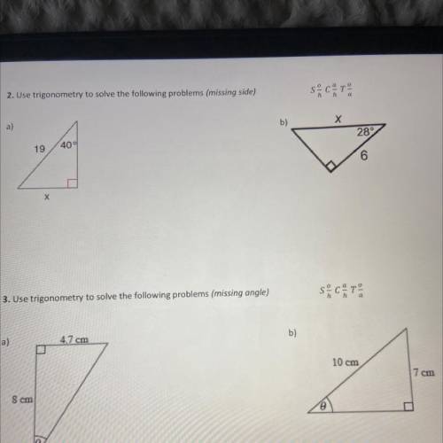 Use trigonometry to solve the following problems, ANSWER PLEASE!! ill give brainlist
