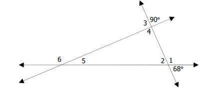 Using what you know about angles and triangles, what is the measure of angle 6?