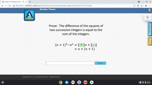 Prove the difference of the squares of two successive integers is equal to the sum of the integers