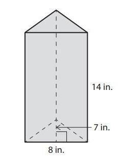 Find the volume of this prism, please

A 
29 cubic inches
B 
196 cubic inches
C 
392 cubic inches
