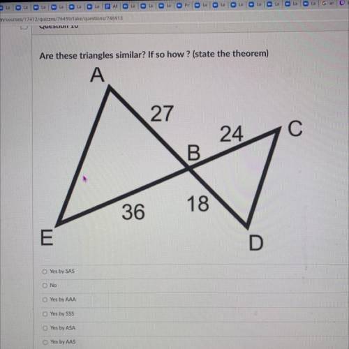 Are these triangles similar? If so how ? (state the theorem)