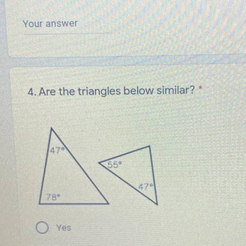 Are the triangles below similar? yes or no?