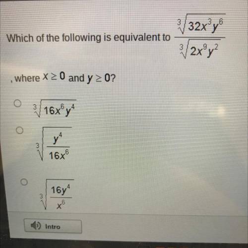 Which of the following is equivalent to 3/33x^3y^6